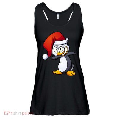 Dabbing Penguin Christmas Santa Hat Ladies Essential Flowy Tank