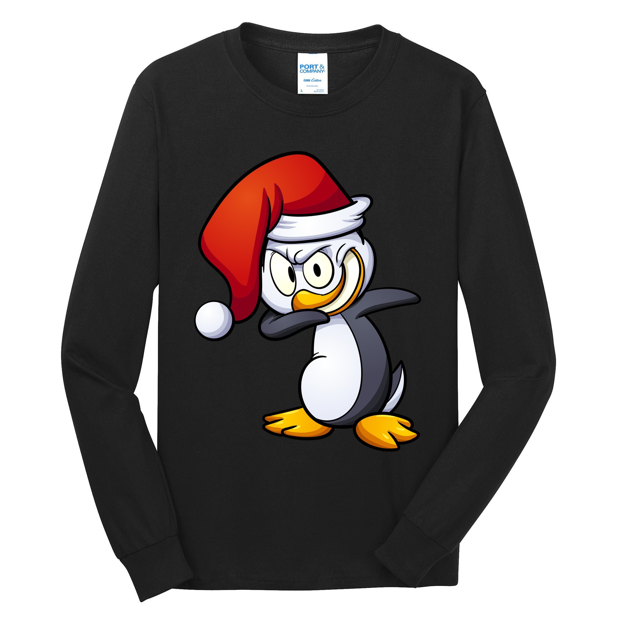 Dabbing Penguin Christmas Santa Hat Tall Long Sleeve T-Shirt