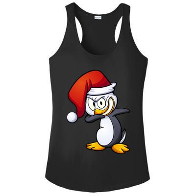 Dabbing Penguin Christmas Santa Hat Ladies PosiCharge Competitor Racerback Tank