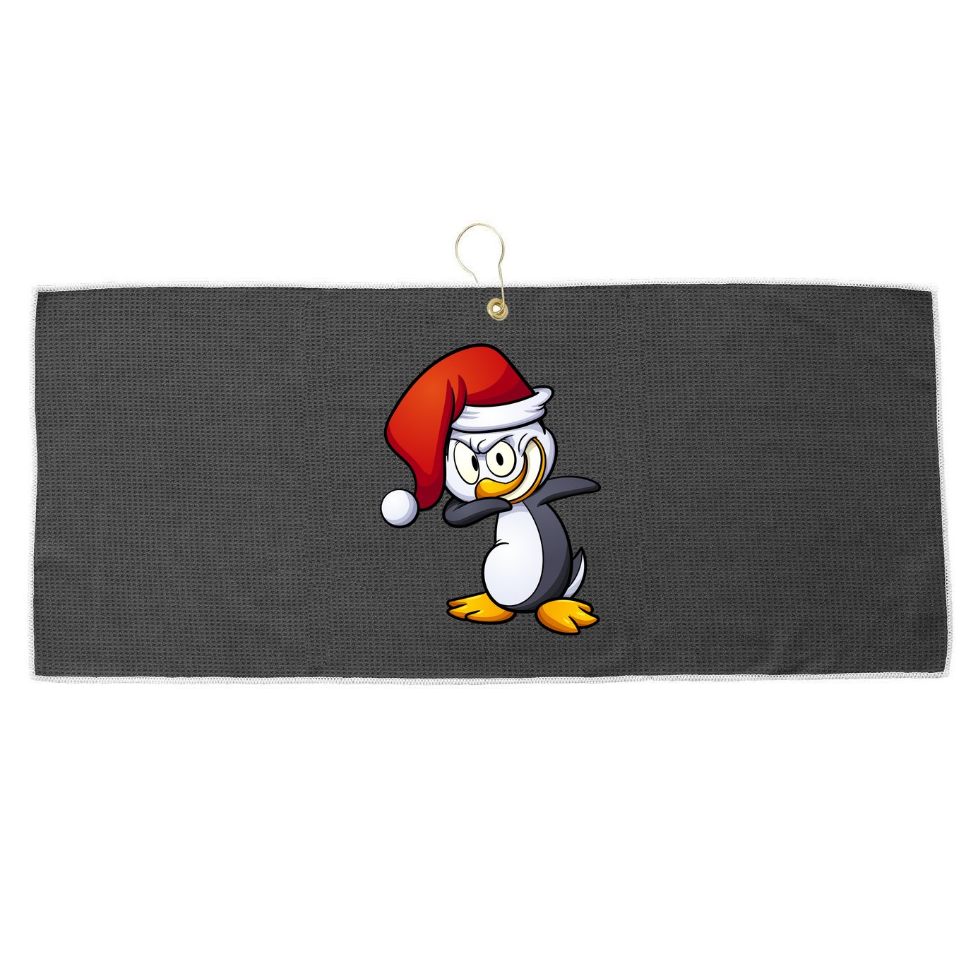 Dabbing Penguin Christmas Santa Hat Large Microfiber Waffle Golf Towel