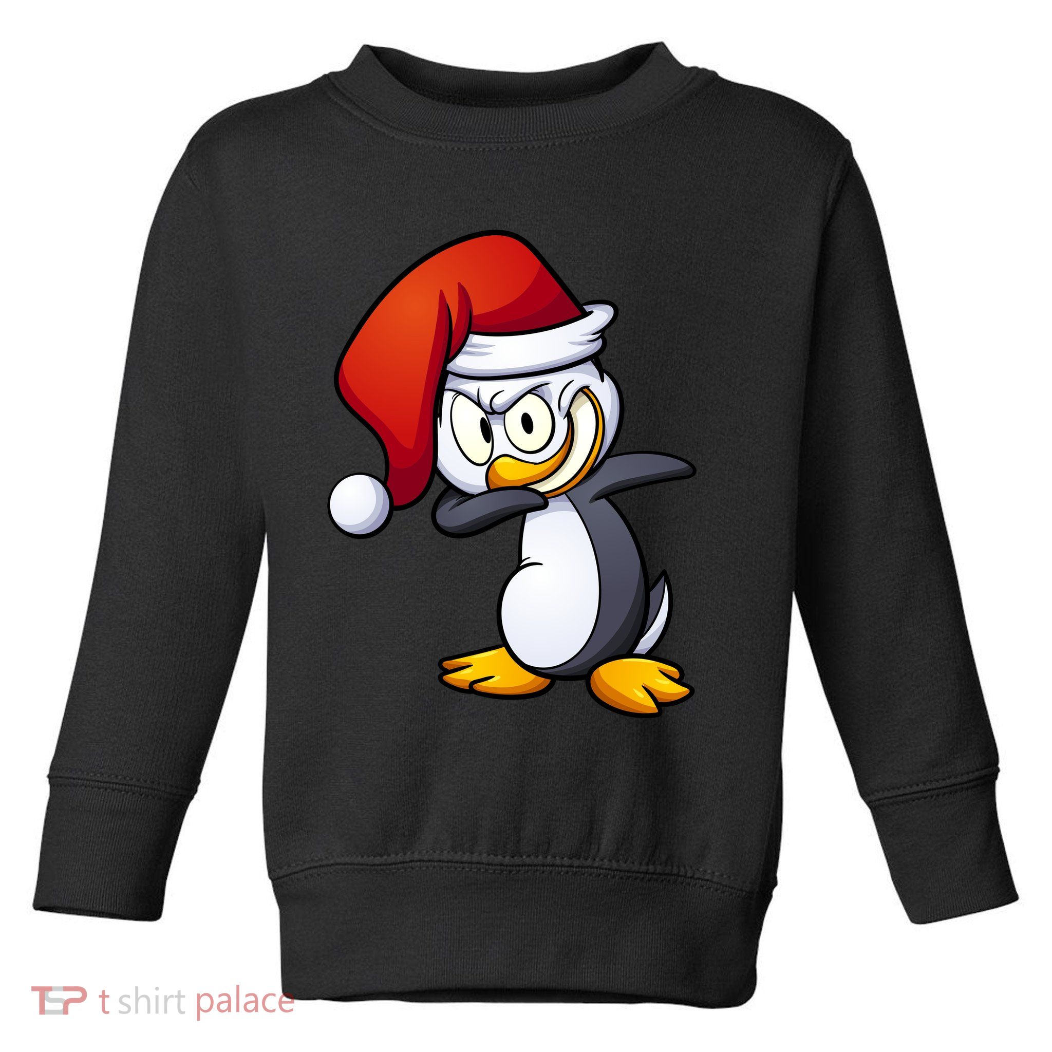 Dabbing Penguin Christmas Santa Hat Toddler Sweatshirt