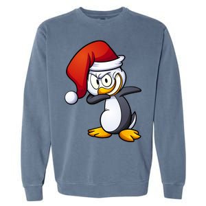 Dabbing Penguin Christmas Santa Hat Garment-Dyed Sweatshirt