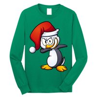 Dabbing Penguin Christmas Santa Hat Long Sleeve Shirt