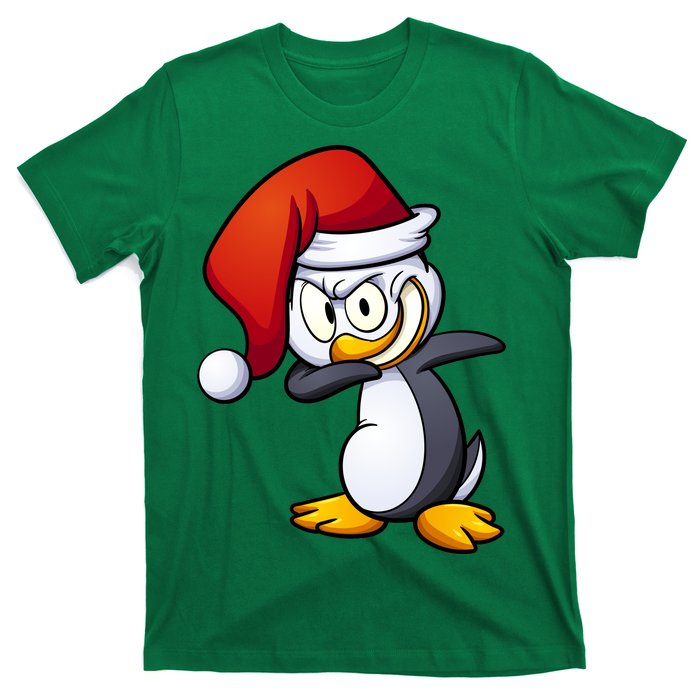 Dabbing Penguin Christmas Santa Hat T-Shirt