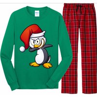 Dabbing Penguin Christmas Santa Hat Long Sleeve Pajama Set