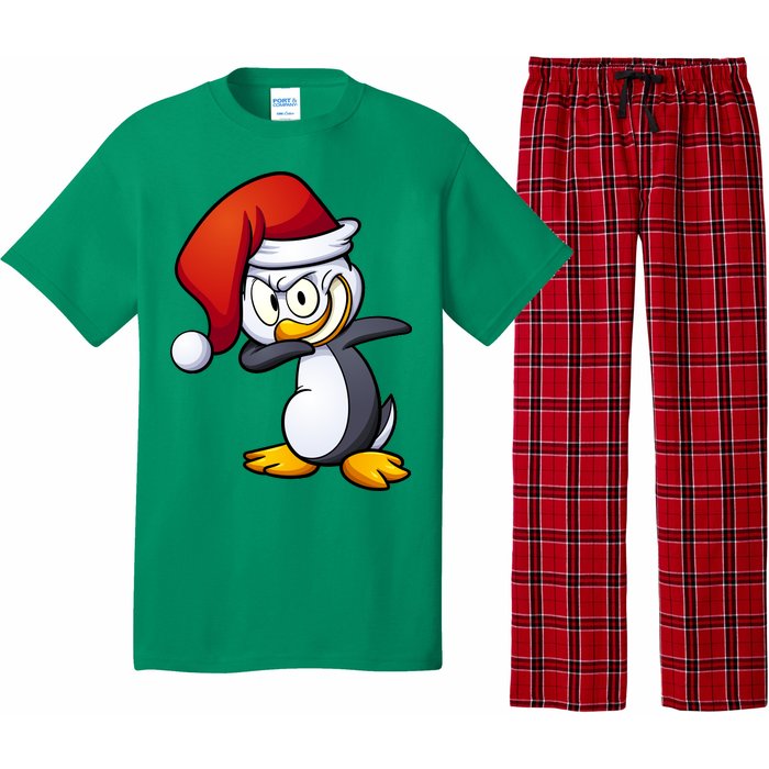 Dabbing Penguin Christmas Santa Hat Pajama Set