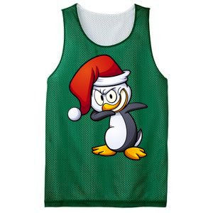 Dabbing Penguin Christmas Santa Hat Mesh Reversible Basketball Jersey Tank