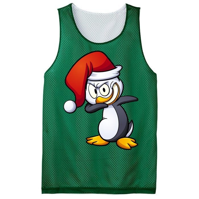 Dabbing Penguin Christmas Santa Hat Mesh Reversible Basketball Jersey Tank