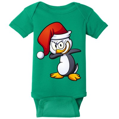 Dabbing Penguin Christmas Santa Hat Baby Bodysuit