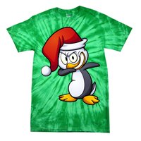 Dabbing Penguin Christmas Santa Hat Tie-Dye T-Shirt