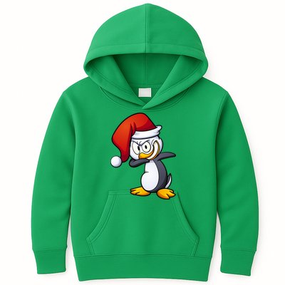 Dabbing Penguin Christmas Santa Hat Kids Hoodie