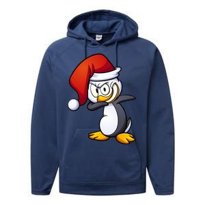 Dabbing Penguin Christmas Santa Hat Performance Fleece Hoodie