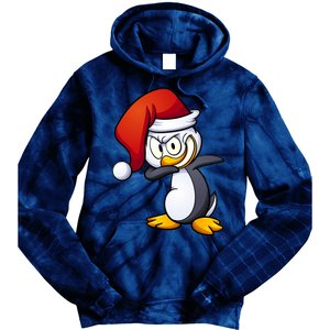 Dabbing Penguin Christmas Santa Hat Tie Dye Hoodie