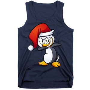 Dabbing Penguin Christmas Santa Hat Tank Top