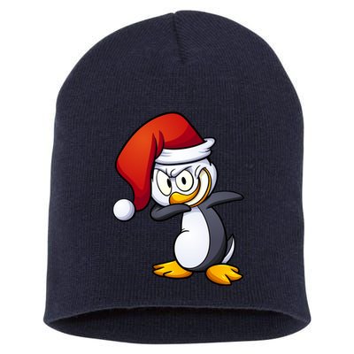 Dabbing Penguin Christmas Santa Hat Short Acrylic Beanie