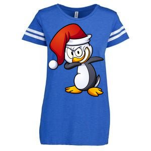 Dabbing Penguin Christmas Santa Hat Enza Ladies Jersey Football T-Shirt