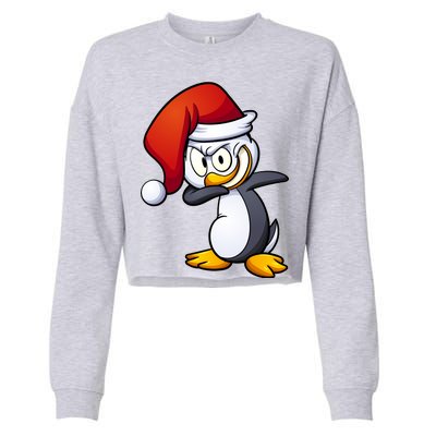 Dabbing Penguin Christmas Santa Hat Cropped Pullover Crew