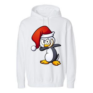 Dabbing Penguin Christmas Santa Hat Garment-Dyed Fleece Hoodie