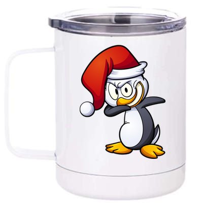 Dabbing Penguin Christmas Santa Hat 12 oz Stainless Steel Tumbler Cup