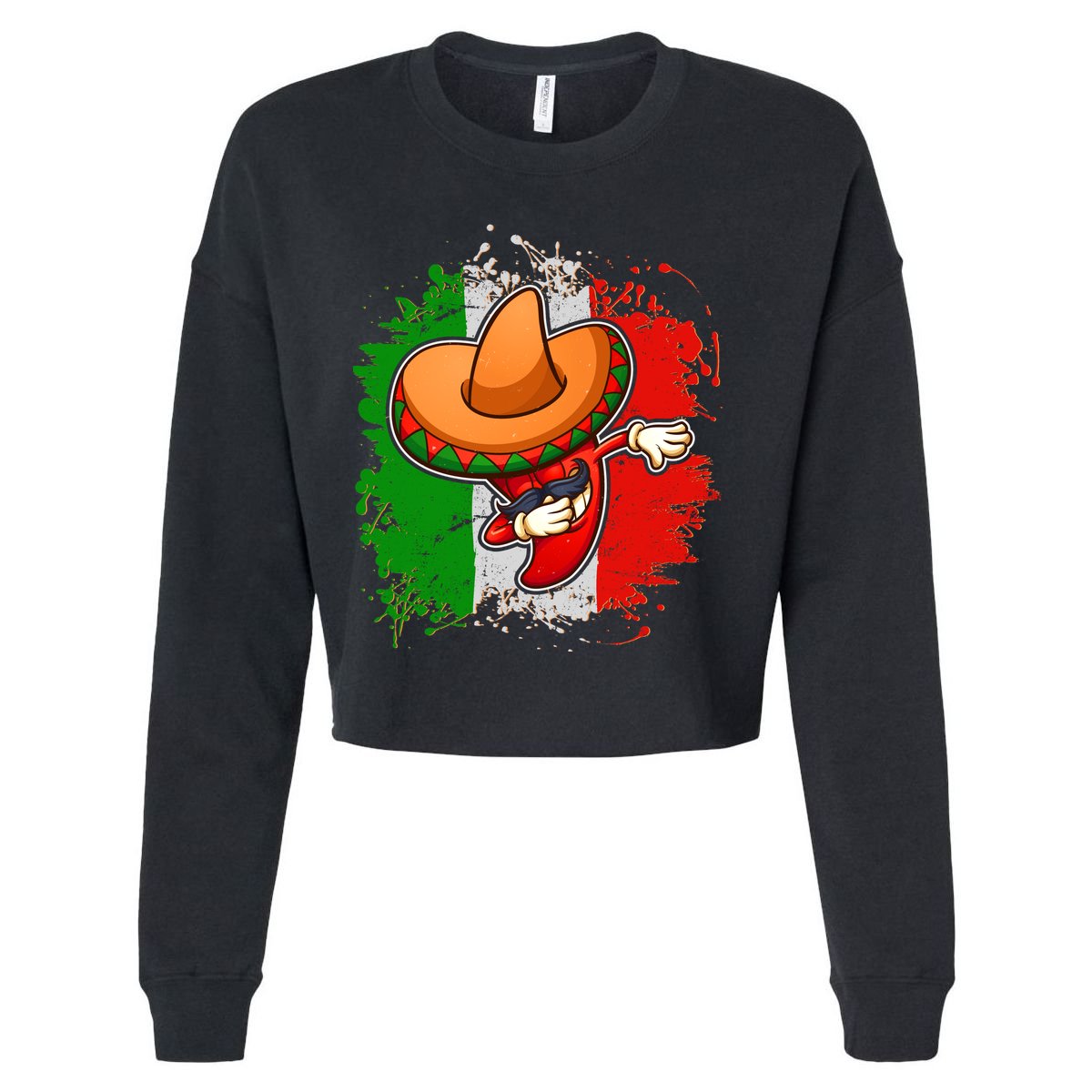 Dabbing Pepper Cinco de Mayo Cropped Pullover Crew
