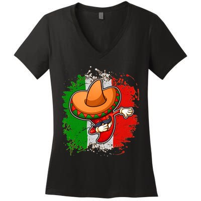 Dabbing Pepper Cinco de Mayo Women's V-Neck T-Shirt