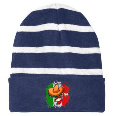 Dabbing Pepper Cinco de Mayo Striped Beanie with Solid Band