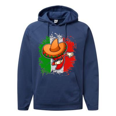 Dabbing Pepper Cinco de Mayo Performance Fleece Hoodie