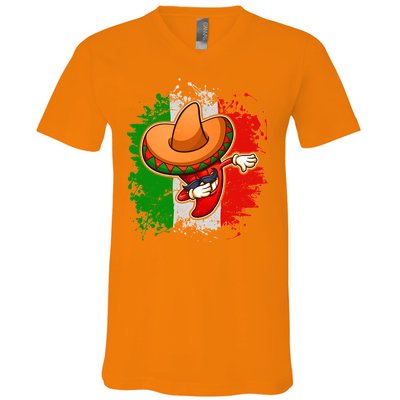 Dabbing Pepper Cinco de Mayo V-Neck T-Shirt