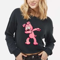 Dabbing Pig Cropped Pullover Crew