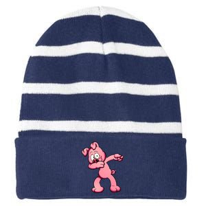 Dabbing Pig Striped Beanie with Solid Band