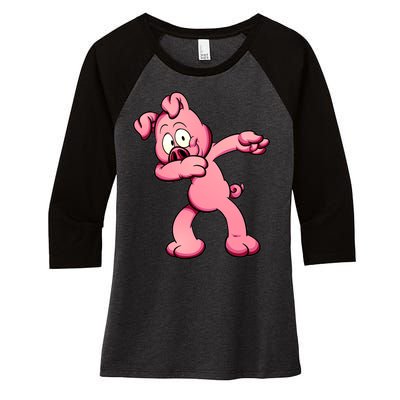 Dabbing Pig Women's Tri-Blend 3/4-Sleeve Raglan Shirt