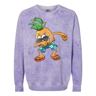 Dabbing Pineapple Colorblast Crewneck Sweatshirt