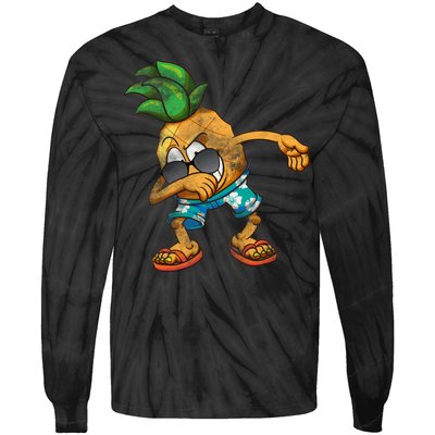 Dabbing Pineapple Tie-Dye Long Sleeve Shirt