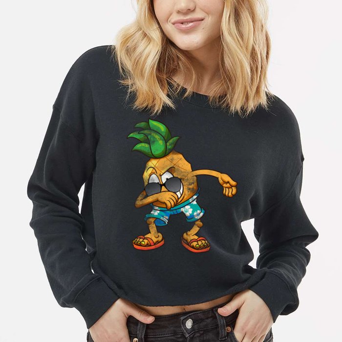 Dabbing Pineapple Cropped Pullover Crew