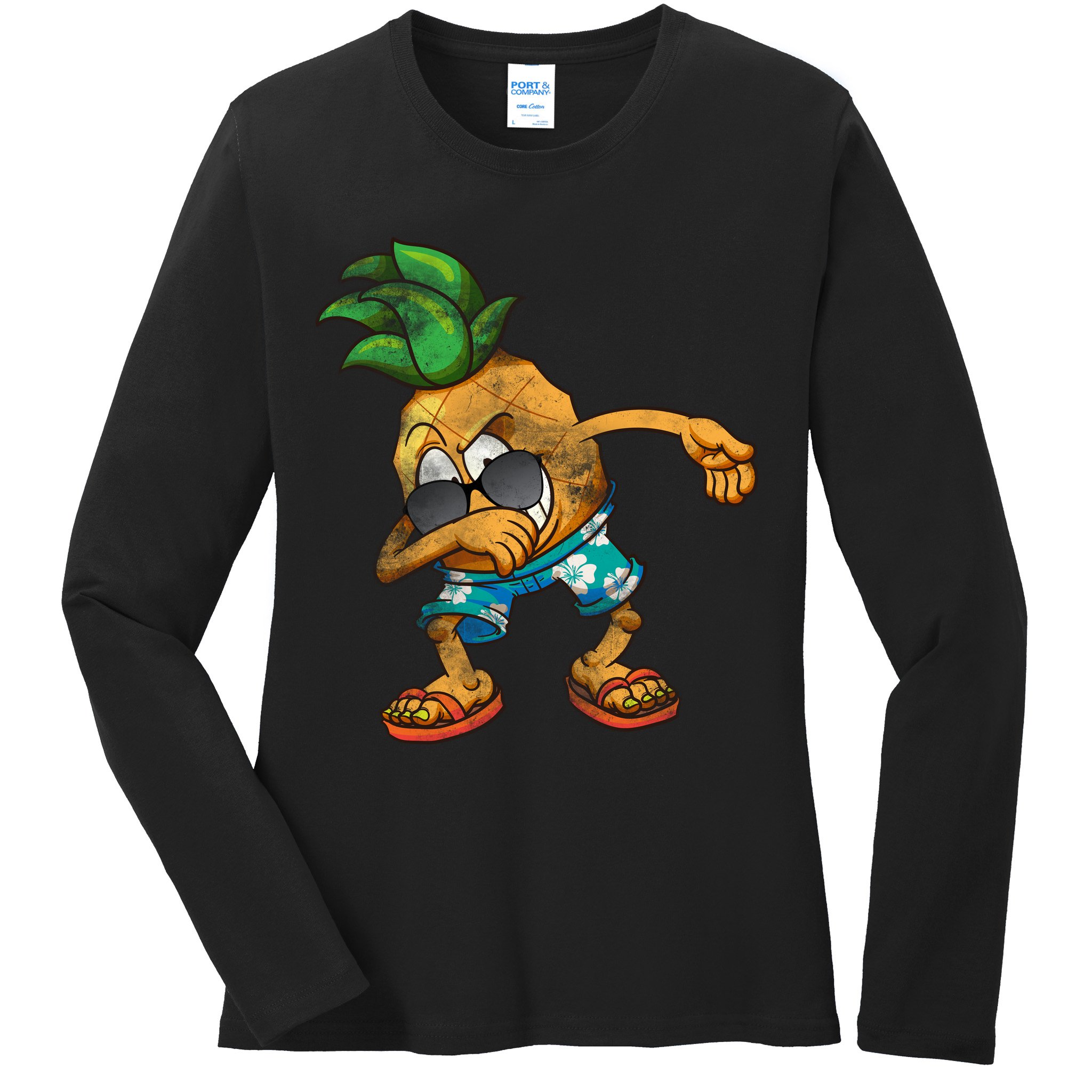 Dabbing Pineapple Ladies Long Sleeve Shirt