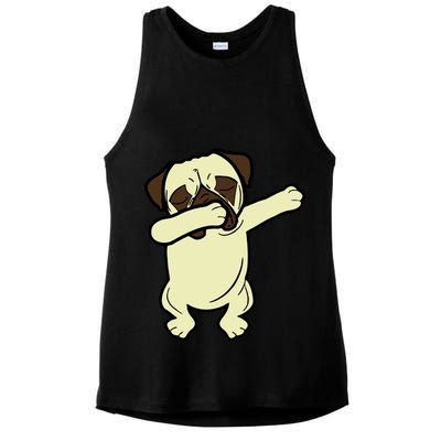 Dabbing Pug Doing the Dab Ladies PosiCharge Tri-Blend Wicking Tank