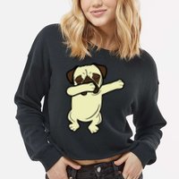 Dabbing Pug Doing the Dab Cropped Pullover Crew
