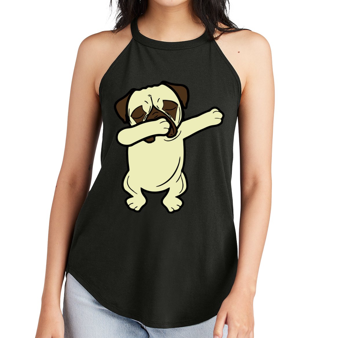 Dabbing Pug Doing the Dab Women's Perfect Tri Rocker Tank