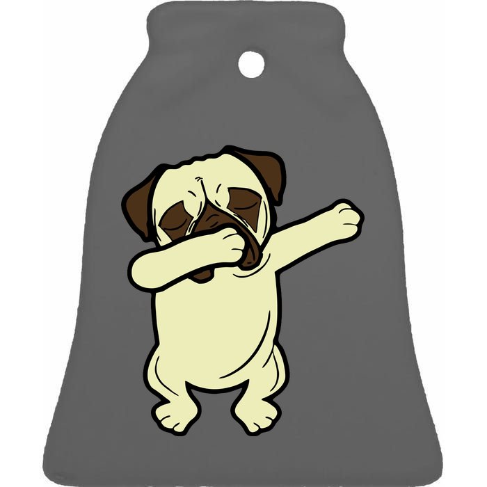 Dabbing Pug Doing the Dab Ceramic Bell Ornament