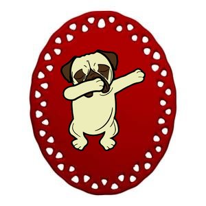 Dabbing Pug Doing the Dab Ceramic Oval Ornament