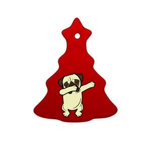 Dabbing Pug Doing the Dab Ceramic Tree Ornament