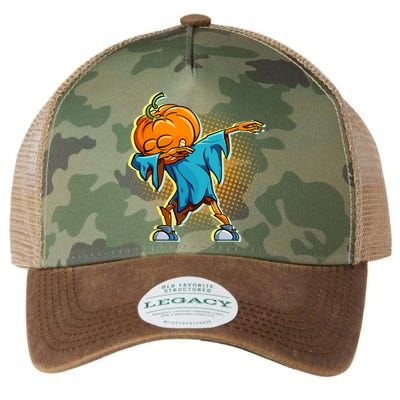 Dabbing Pumpkin Head Cool Funny Halloween Legacy Tie Dye Trucker Hat