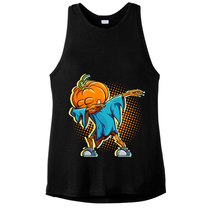 Dabbing Pumpkin Head Cool Funny Halloween Ladies PosiCharge Tri-Blend Wicking Tank