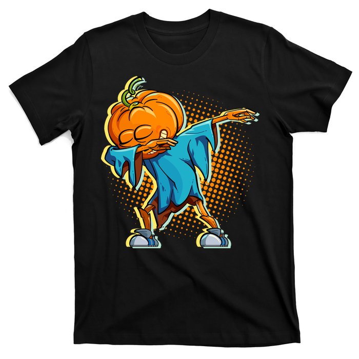 Dabbing Pumpkin Head Cool Funny Halloween T-Shirt