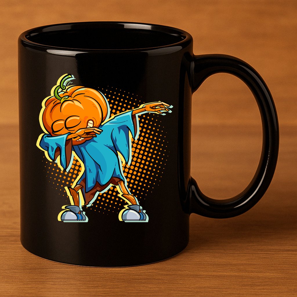 Dabbing Pumpkin Head Cool Funny Halloween 11oz C Handle Ceramic Mug