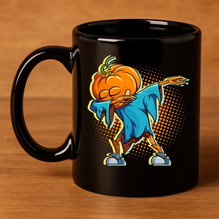 Dabbing Pumpkin Head Cool Funny Halloween 11oz C Handle Ceramic Mug