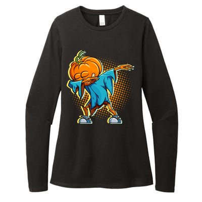 Dabbing Pumpkin Head Cool Funny Halloween Womens CVC Long Sleeve Shirt