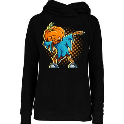 Dabbing Pumpkin Head Cool Funny Halloween Womens Funnel Neck Pullover Hood