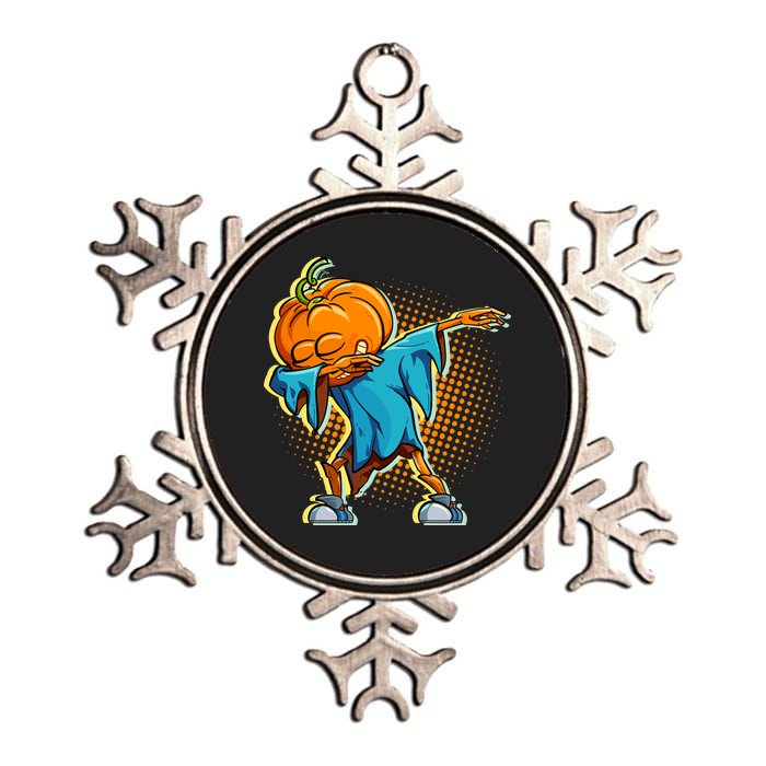 Dabbing Pumpkin Head Cool Funny Halloween Metallic Star Ornament