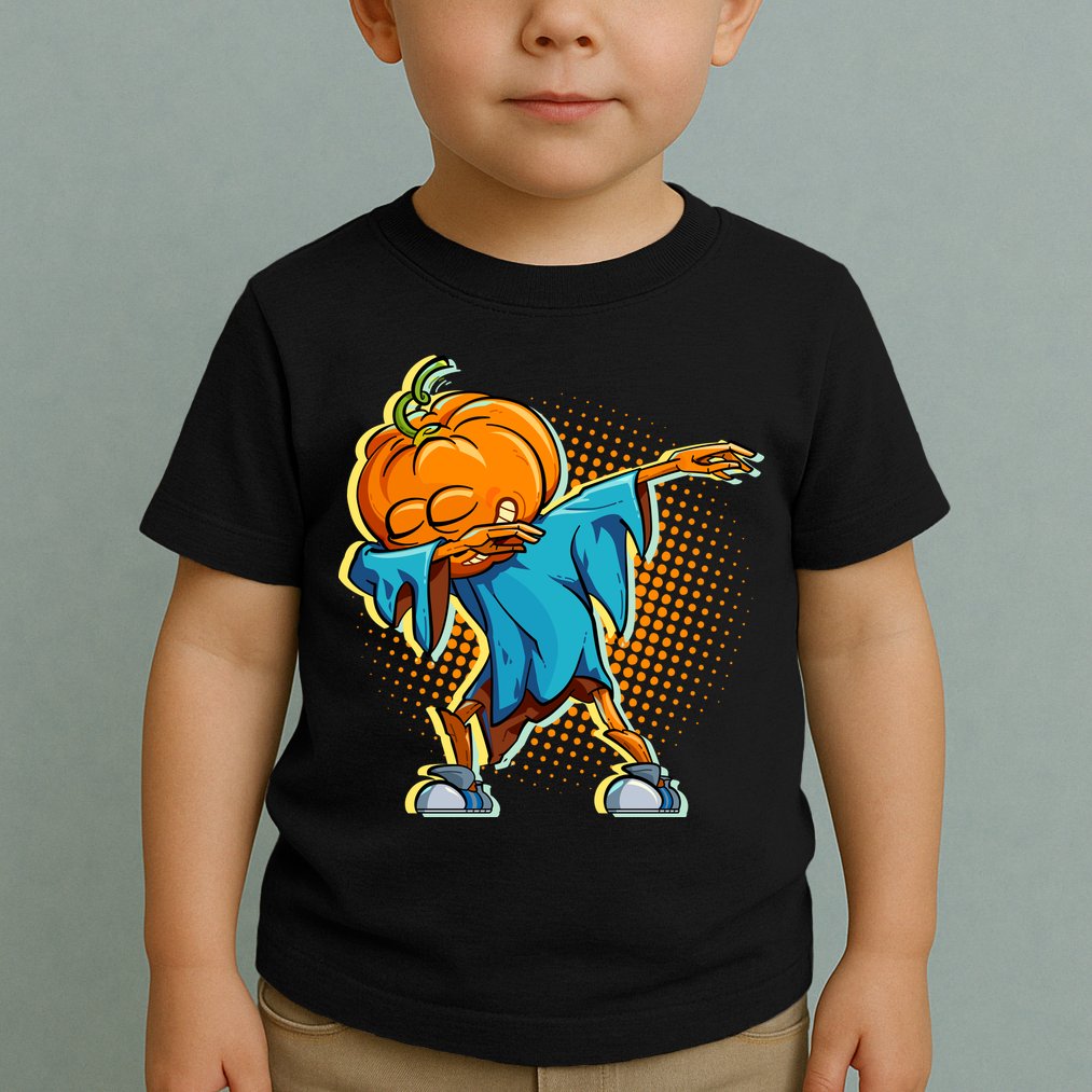 Dabbing Pumpkin Head Cool Funny Halloween Toddler T-Shirt